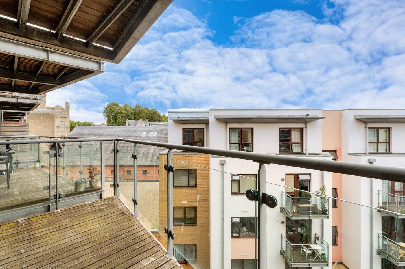 Deanery Road apartment balcony overlooking central Bristol