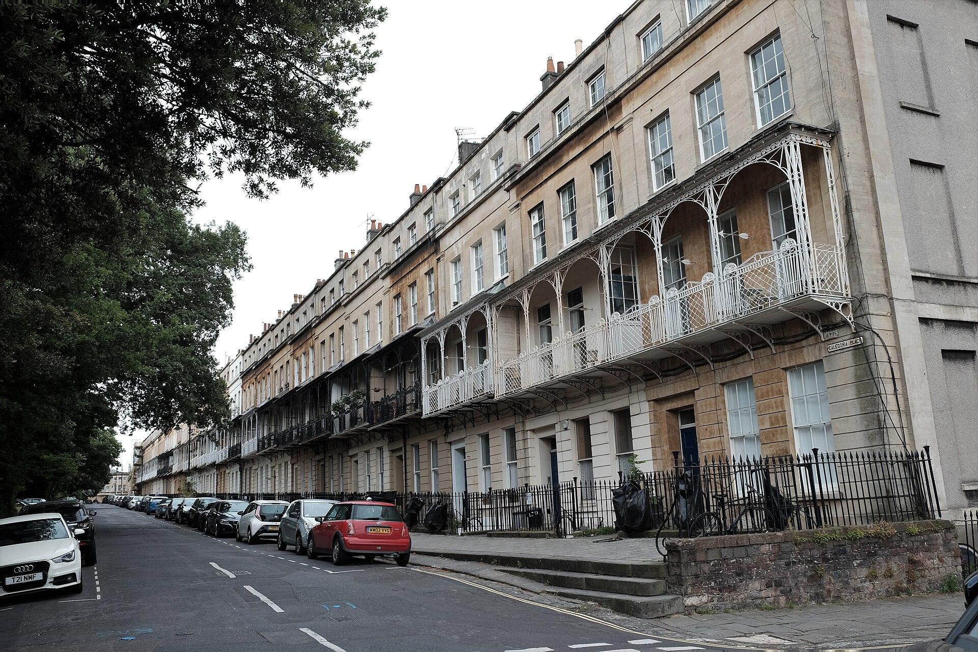 Georgian terraces on The Mall in Clifton, Bristol